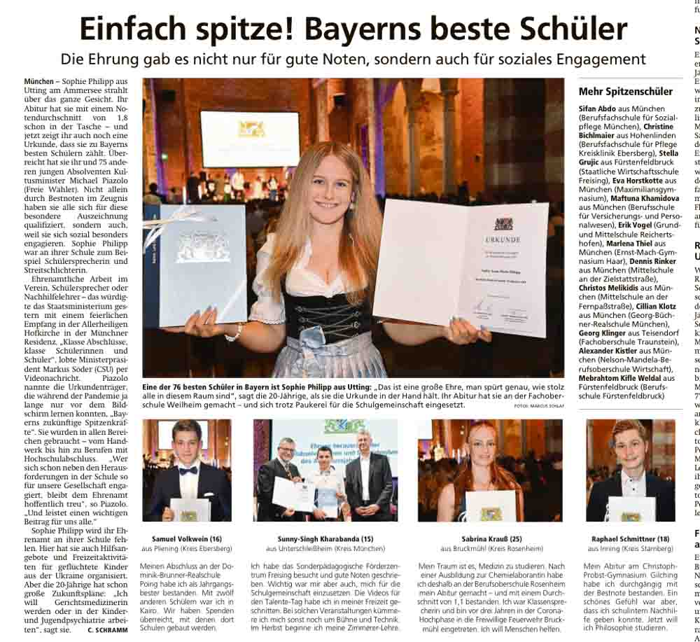 Stella G. gehört zu Bayerns besten Schülerinnen!