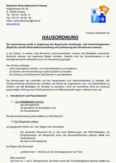 Unsere Hausordnung